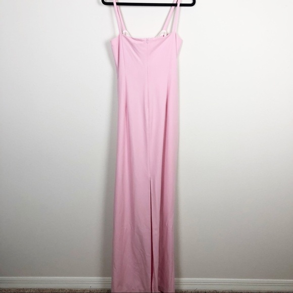 Black Halo Eve Milayla Bow Embellished Gown Pastel Pink Formal Evening Solid - Picture 3 of 11